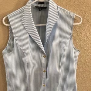 Striped sleeveless button down blouse